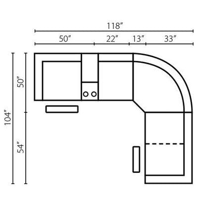 Layout E: Five Piece Sectional 118" x 104"