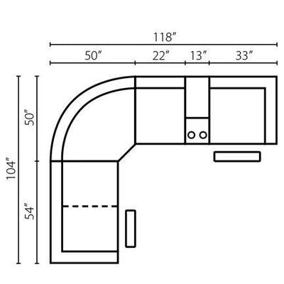 Layout F: Five Piece Sectional 104" x 118"
