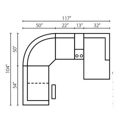 Layout G: Five Piece Sectional 104" x 117" x 70"