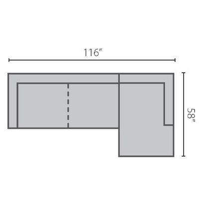 Layout B: Two Piece Sectional 116" x 58"