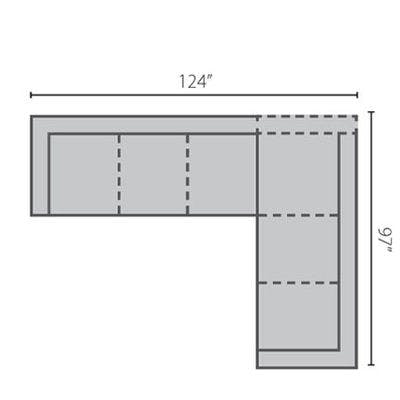Layout B:  Two Piece Sectional 124" x 97"