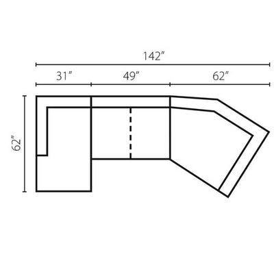 Layout E: Three Piece Sectional 62" x 142"