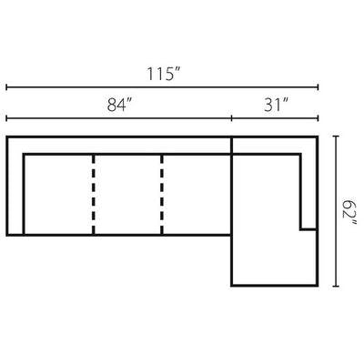 Layout I: Two Piece Sectional 115" x 62"