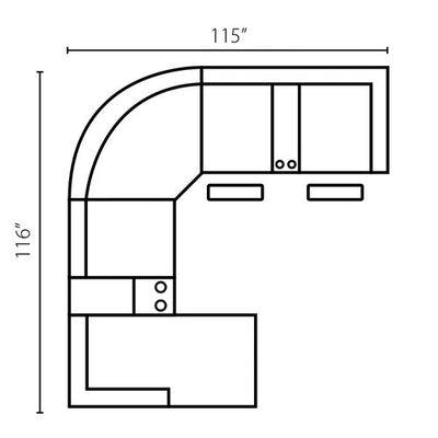 Layout B: Five Piece Reclining Sectional 116" x 115"