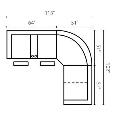 Layout C: Three Piece Sectional 115" x 102"