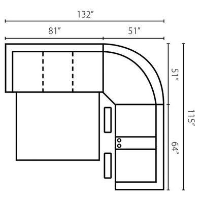 Layout A: Three Piece Sleeper Sectional 132" x 115"