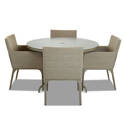 Layout A:  Five Piece 48" Round Dining Table with Arm Chairs