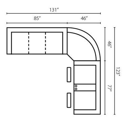 Layout C:  Three Piece Reclining Sectional 131" x 123"