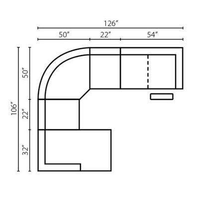 Layout C:  Five Piece Sectional 70" x 106" x 126"