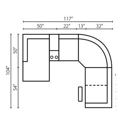 Layout H:  Five Piece Sectional  70" x 117" x 104"