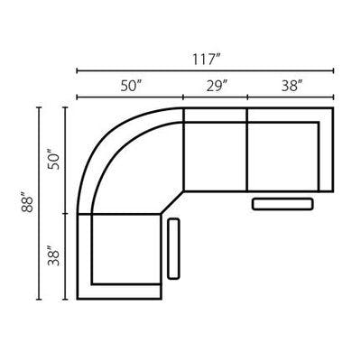 Layout A:  Four Piece Reclining Sectional 88" x 117"