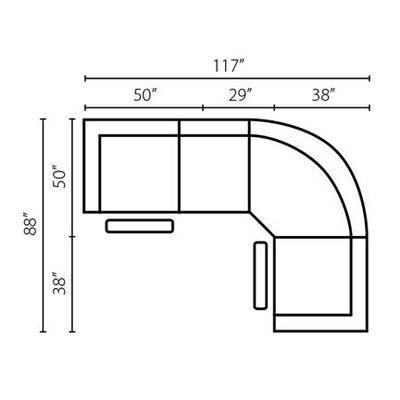 Layout B:  Four Piece Reclining Sectional 117" x 88"