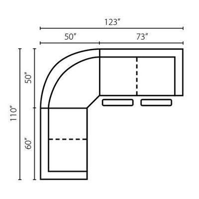 Layout C: Three Piece Reclining Sectional 110" x 123"