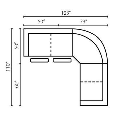 Layout D:  Three Piece Sectional 123" x 110"