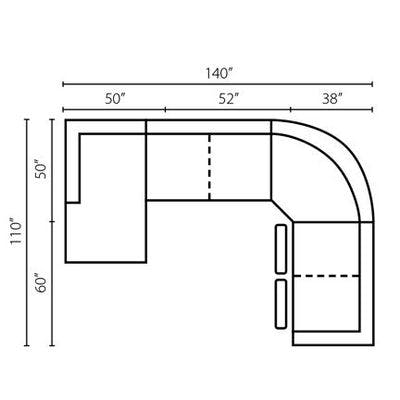 Layout F:  Four Piece Reclining Sectional 64" x 140" x 110"