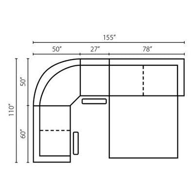 Layout A:  Four Piece Sleeper Sectional 110" x 155"