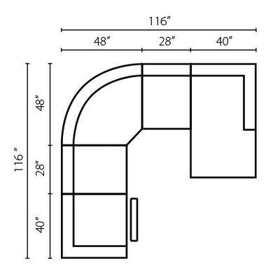 Layout F:  Five Piece Sectional 116" x 116"