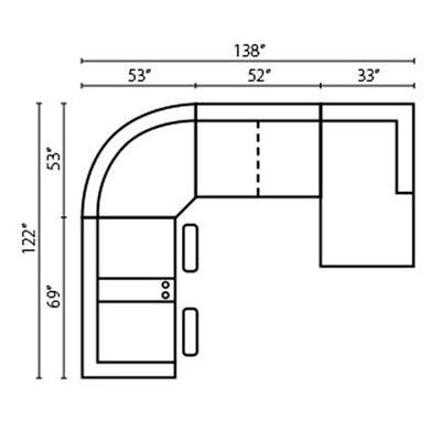 Layout A: Four  Piece Reclining Sectional 122" x 138"
