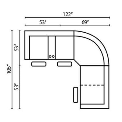 Layout D:  Three Piece Sectional 122" x 106"