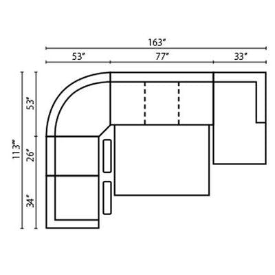 Layout A:  Five Piece Reclining Sectional 113" x 163"