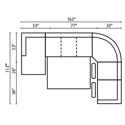 Layout B:  Five Piece Reclining Sectional 163" x 113"