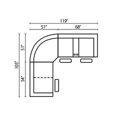 Layout A:  Three Piece Sectional 105" x 119"