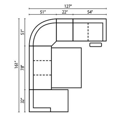 Layout C: Five Piece Sleeper Sectional 161" x 127"