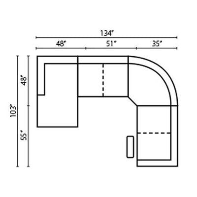 Layout B: Four Piece Reclining Sectional 134" x 103"