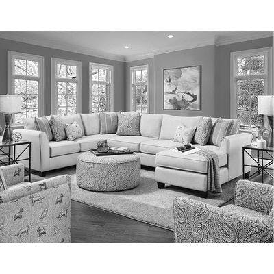 Homecoming Stone 4 Piece Living Room (Includes sectional, 2 chairs and cocktail ottoman)