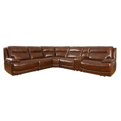 Layout B:  Six Piece Leather Reclining Sectional 124" x 137"