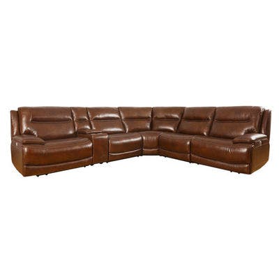 Layout C:  Six Piece Leather Reclining Sectional 137" x 124"