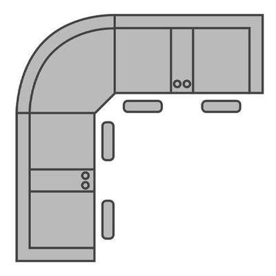 Layout E: Three Piece Sectional. 123" x 123"