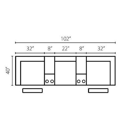 Layout C: Five Piece Reclining Sectional (3 Recliners) 40" x 102"
