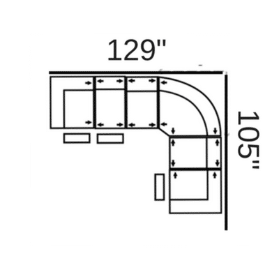 Layout F:  Seven Piece Sectional 129" x 105"