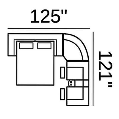 Layout B: Three Piece Sleeper Sectional 125" x 121"