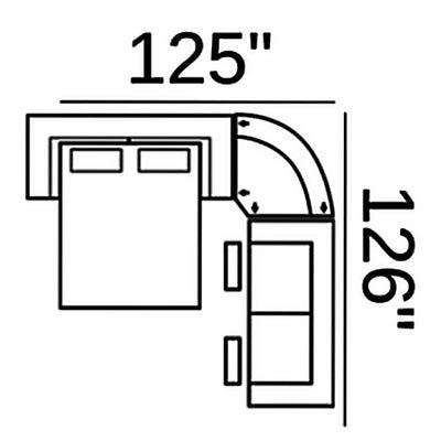 Layout D: Three Piece Sleeper Sectional 125" x 126"
