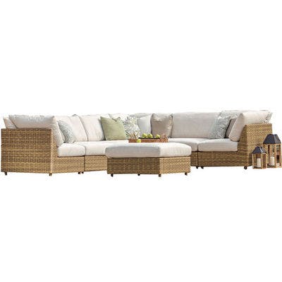 Layout A:  Five Piece Outdoor Sectional (Ottoman Available). 114" x 114"