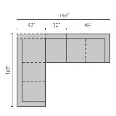 Layout E:  Three Piece Sectional 103" x 136"