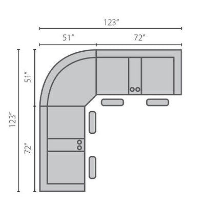 Layout C: Three Piece Reclining Sectional 123" x 123"