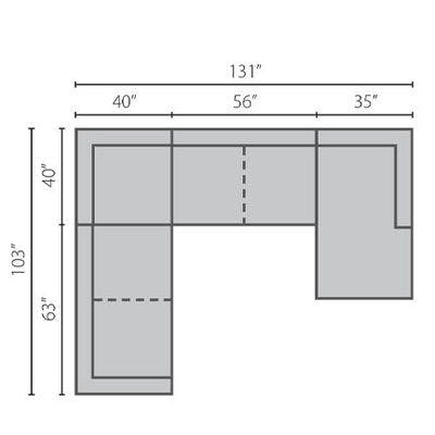 Layout C: Four Piece sectional 103" x 131"