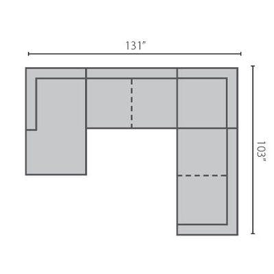 Layout D: Four Piece sectional 131" x 103"