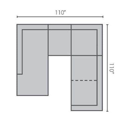 Layout E: Four Piece Sectional. 91" x 110" x 110"
