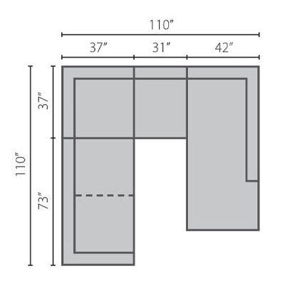 Layout F: Four Piece Sectional. 110" x 110" x 91"