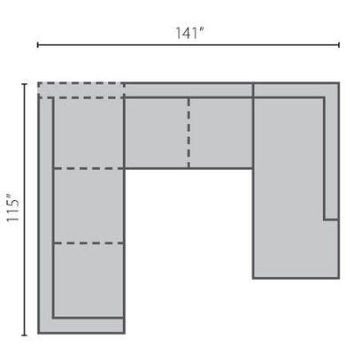 Layout G: Three Piece Sectional 115" x 141" x 91"
