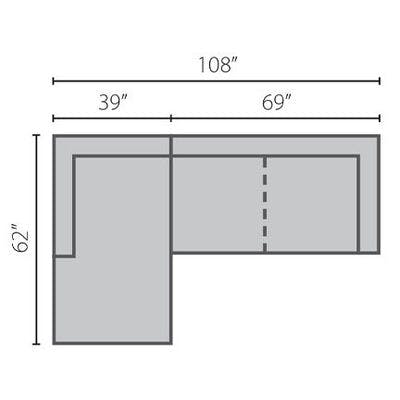 Layout C:  Two Piece Sectional 62" x 108"