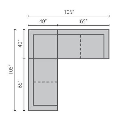 Layout E:  Three Piece Sectional 105" x 105"