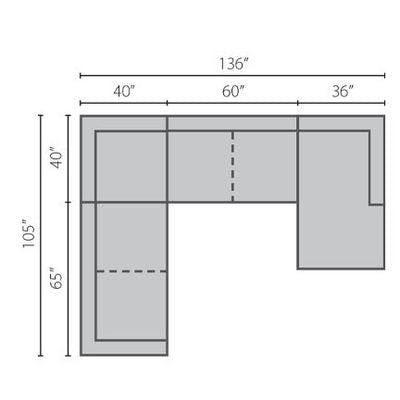 Layout F: Four Piece Sectional 105" x 136"