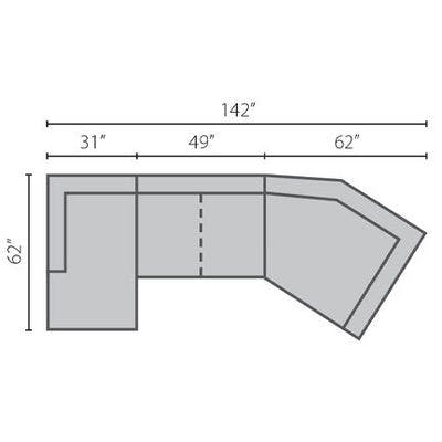 Layout I: Three Piece Sectional 62" x 142"