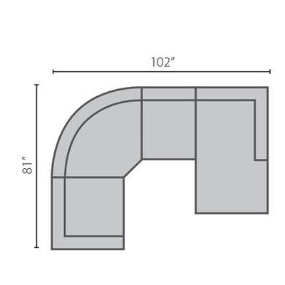 Layout M: Four Piece Sectional  (With Curved Wedge) 81" x 102"