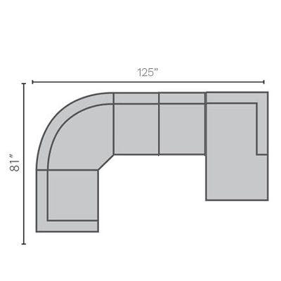 Layout N:  Four Piece Sectional (With Curved Wedge) 81" x 125"
